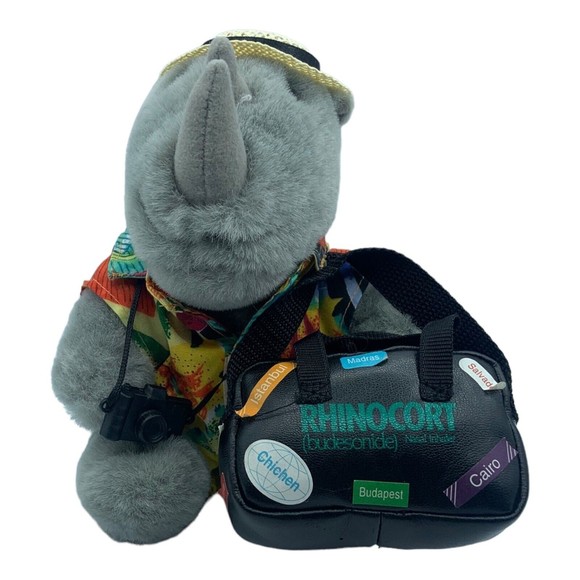 Rhinocort Nasal Inhaler Promotional Rhino Plush Travel Tourist Camera 9 1/2” - Picture 7 of 8